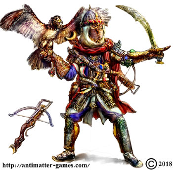 james olley concept artist, saracen warrior character for Anti Matter Games